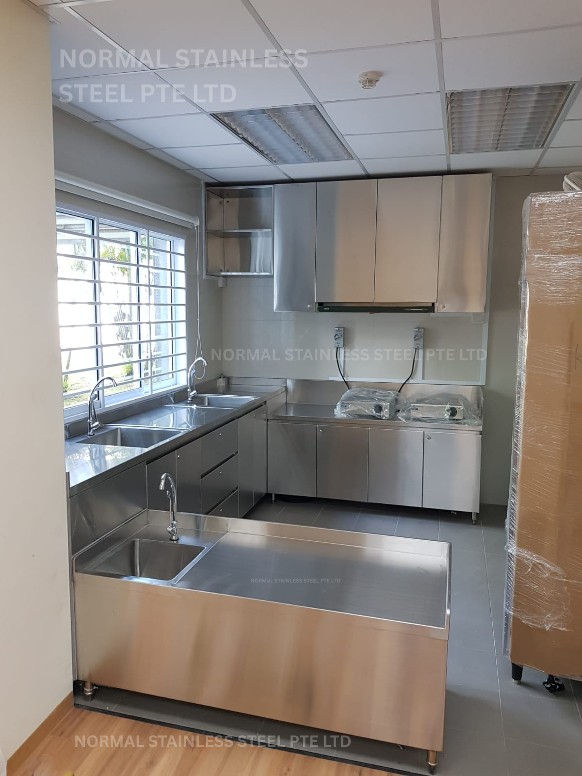 Stainless steel kitchen cabinets for child care centers